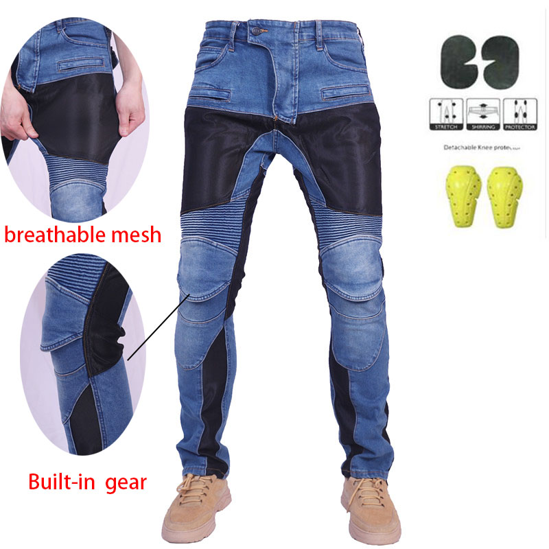 Motorcycle Gear Jeans - Atmungsaktive Sommer-Motorradhose für Herren, Outdoor-Motocross-Motorrad-Radhose mit