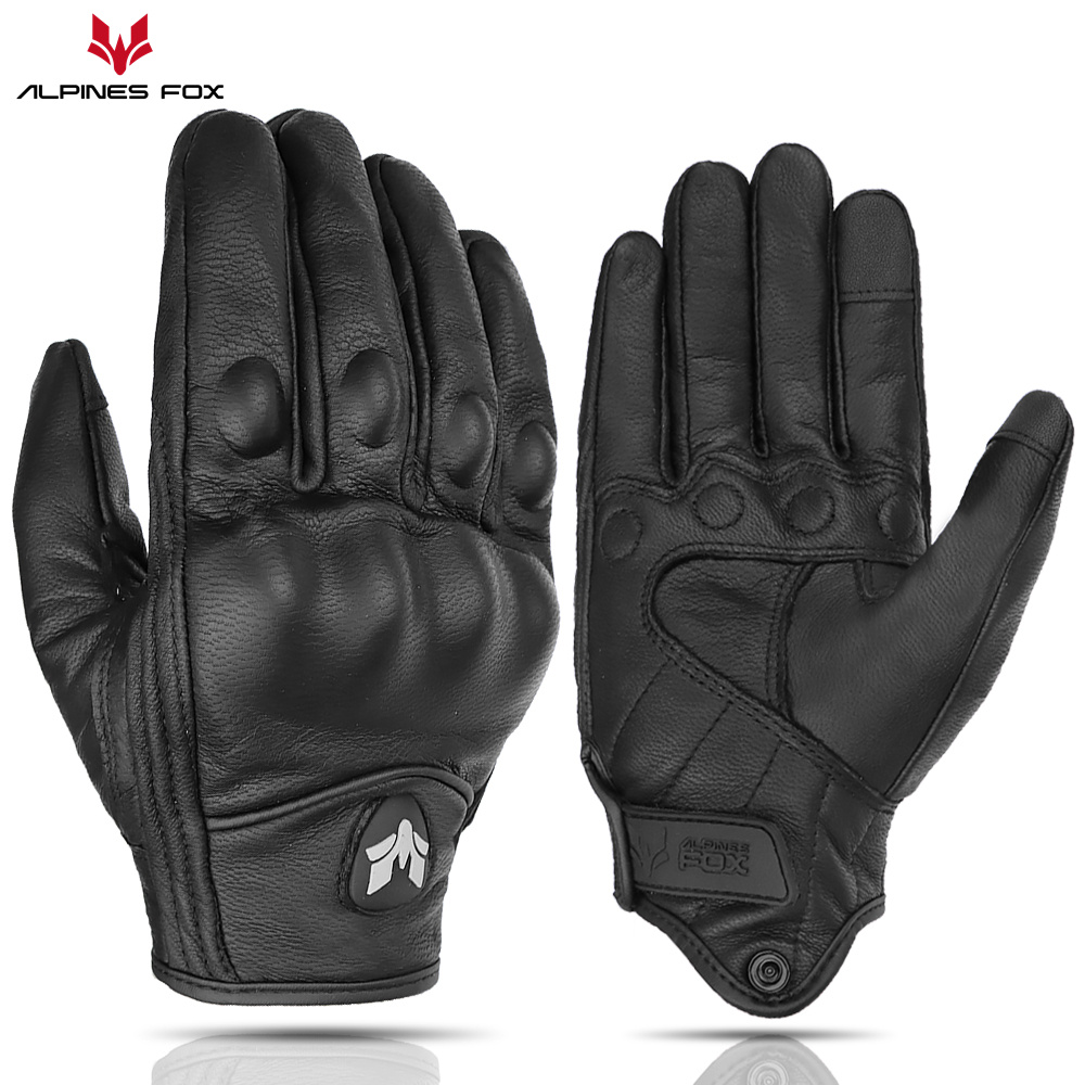 Motorcycle Gear Fox - Retro Motorrad Leder Handschuhe Vintage Männer