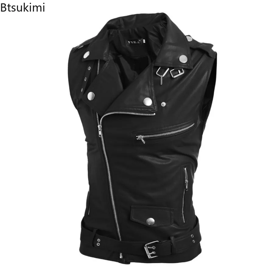 Motorcycle Gear Vest - 2026 Herren Freizeitweste aus PU-Leder, Herbst-Winter-Jacke,