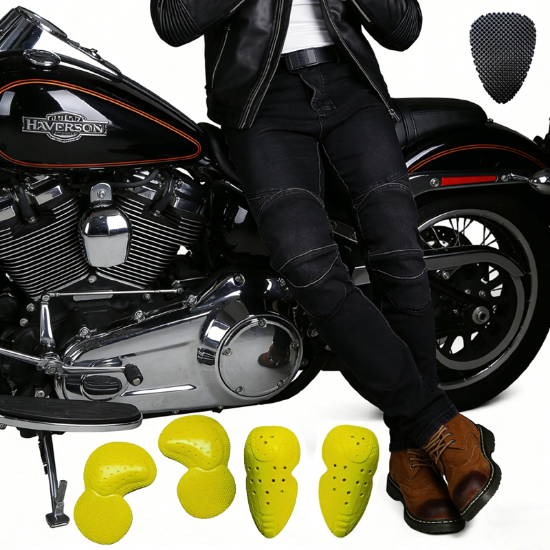 Motorcycle Gear Jeans - Herren Schwarze Motorrad-Dirt-Bike-Jeans Offroad-Fahrhosen Motorrad-Hosen Schutzausrüstung