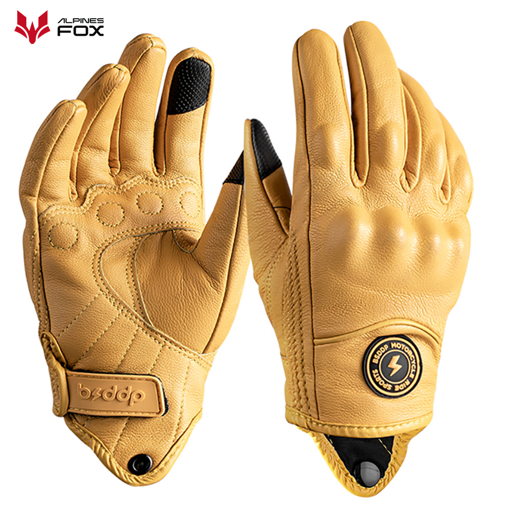 Motorcycle Gear Fox - Retro Leder Motorrad Handschuhe Vintage Männer