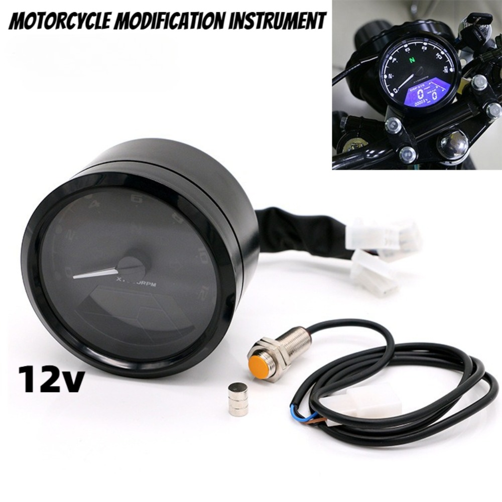 Motorcycle Gear Yamaha - Universeller Motorrad-Tachometer, digitaler Kilometerzähler, 12000 U/min,