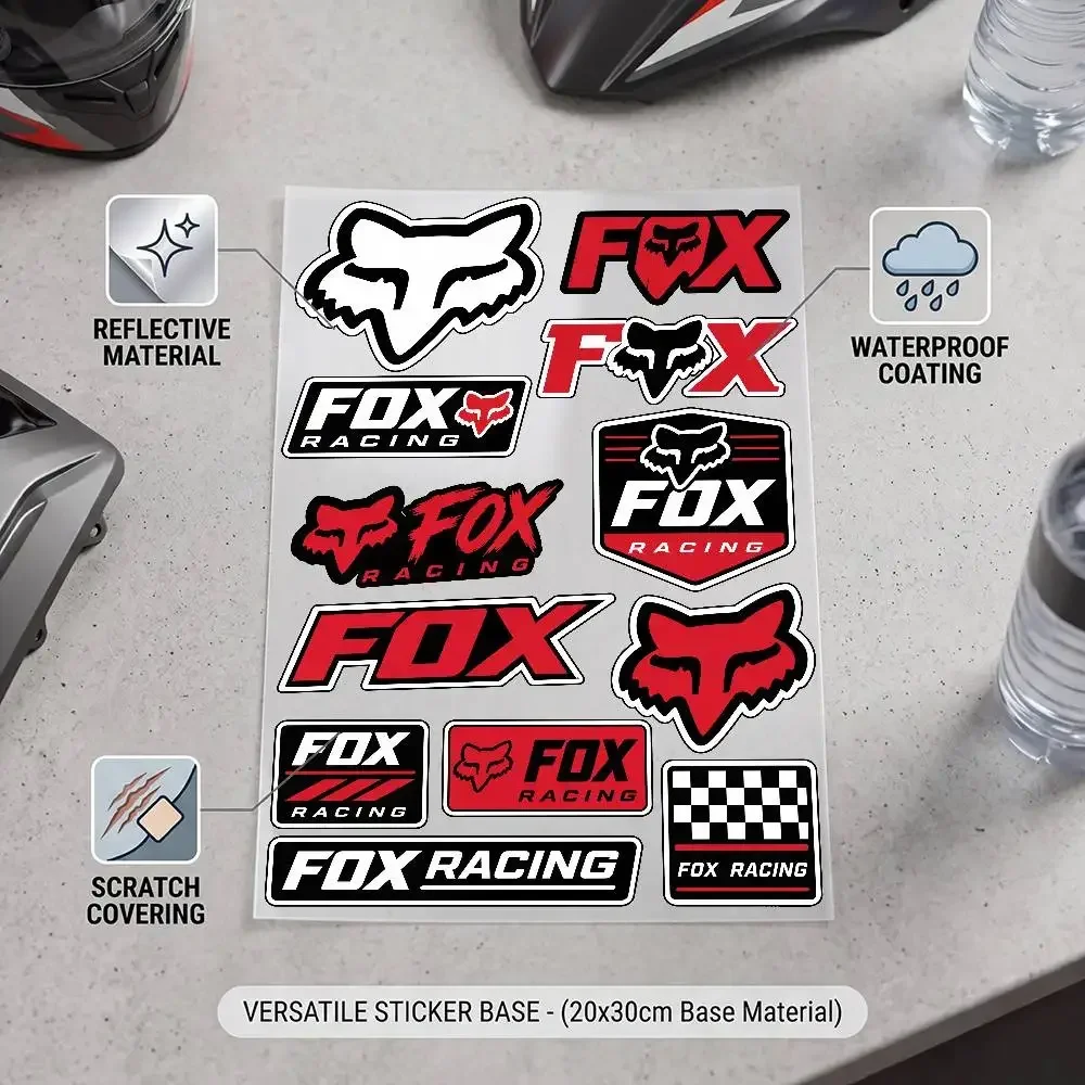 Fox RA-C-ing Vinyl-Aufkleber,  – Motorcycle Gear Fox Bewertung und Preis