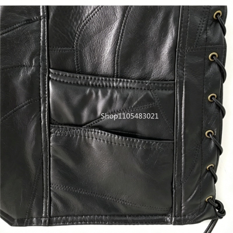 Herren Schwarze Patchwork-Lede – Motorcycle Gear Vest Bewertung und Preis